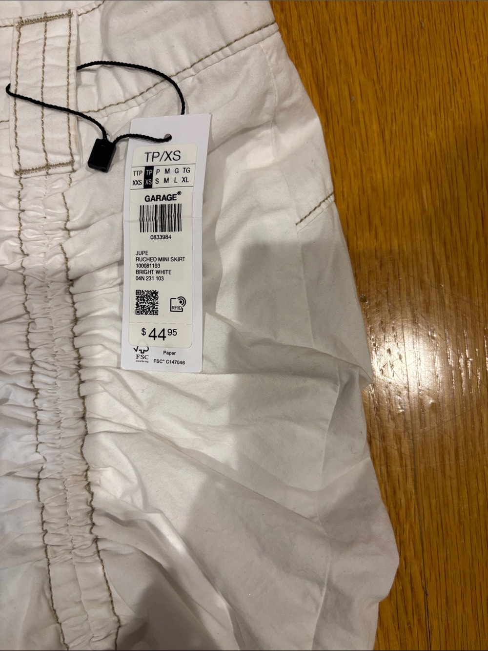 Garage White Ruched Drawstring Skort - Picture 2 of 2